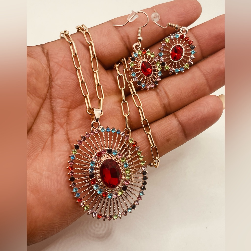 Gold Plated Set Jewelry Necklace And Earrings For Women